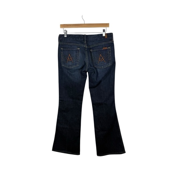 7 For All Mankind Women’s “A” Pocket Flare Dark Wash Jeans Size 30 - Picture 9 of 14